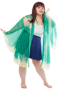 Plus Size Genshin Impact Venti Kimono Haori Cover Up Women Chiffon Cover Up for Summer