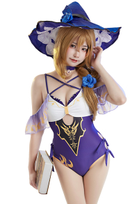 Lisa Derivative Sexy One-Piece Swimsuit Cross Shoulder Strap Deep V Swimwear Ruffle Hollow Out Bathing Suit with Choker