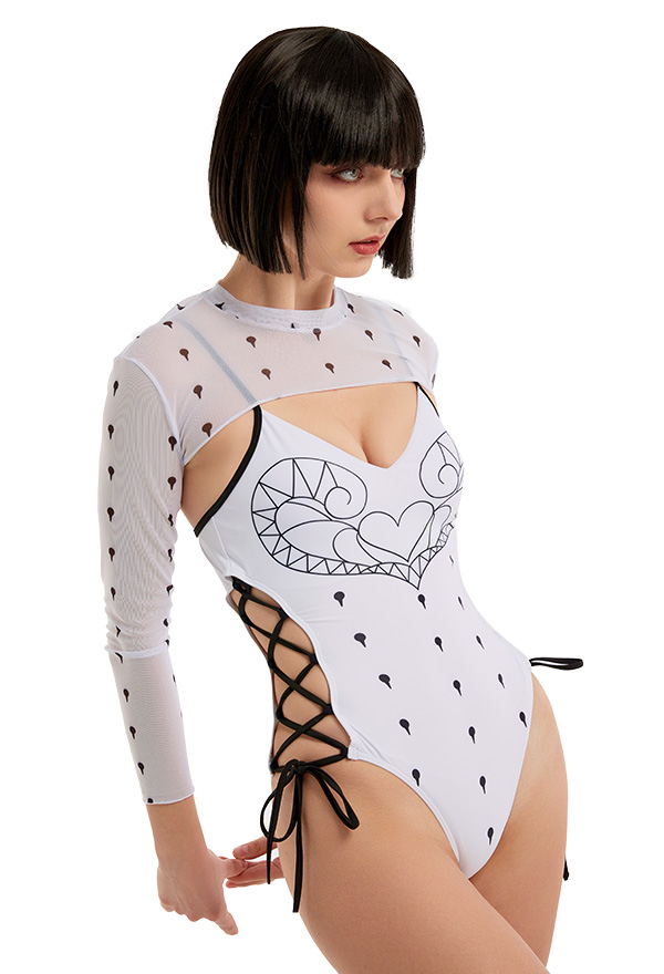 Miccostumes Swimsuits Femme Maillot de Bain Une Pièce Justaucorps avec Top Cosplay Costume