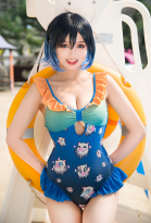 kawaii Swimsuit for Bathing Ruffled One-Piece Bathing Suit Cartoon Pattern Swimwear