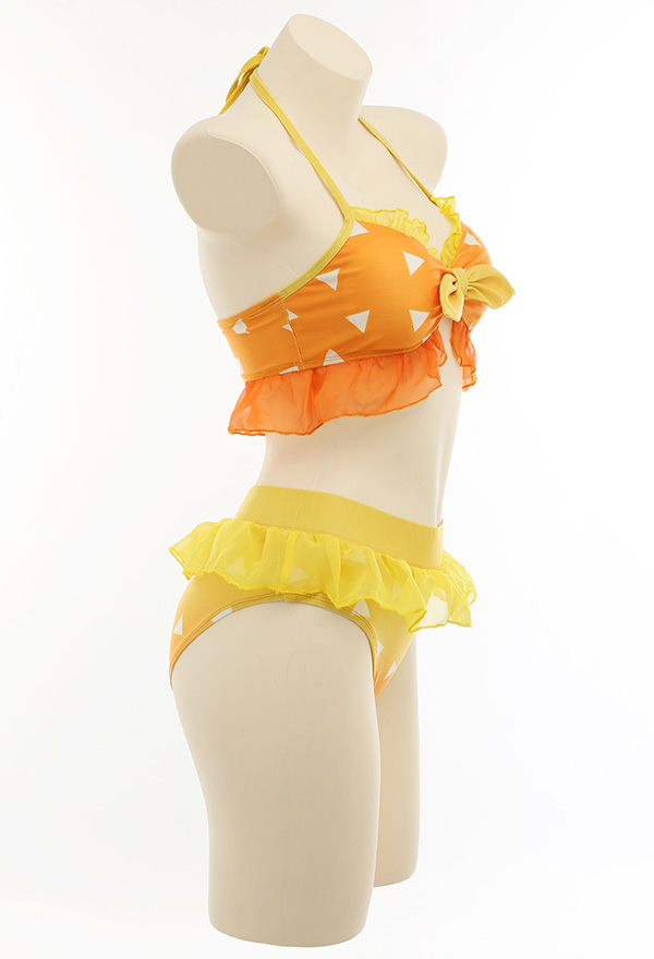 Swimsuit Femme Maillot de Bain Deux Pièces Bikini à Volants Jaune Cosplay Set