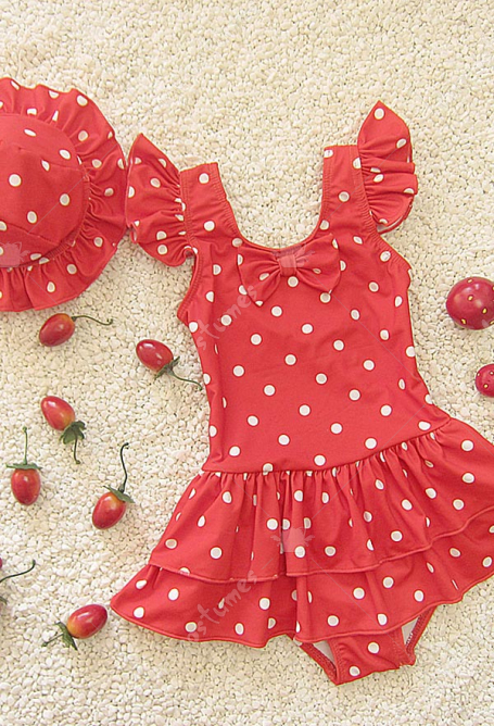 cute girls swimsuits polka dots print baby girls swimwear girls one piece swimsuit for sale
