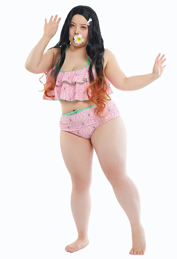 KNY Red Bean Cosplay Costume Dérivé Maillot de Bain Deux Pièces de Grande Taille