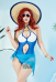 LOL Sarah Pool Party One-Piece Swimsuit Halter Cutout Swimwear Bathing Suit with Hat and Wrap Skirt Costume