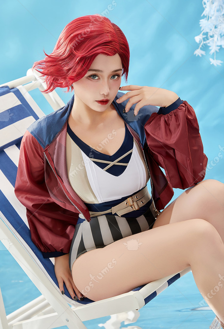 Vi Derivative One Piece Swimsuit Striped Bathing Suit Bodysuit with Wrap Skirt