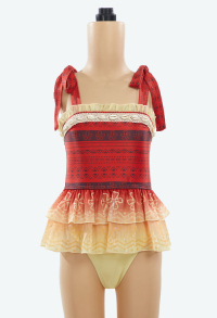 Ocean Princess Derivative Children's One-piece Swimsuit Cute Ruffled Print Swimsuit