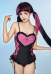 Ula Derivative Bathing Suit Heart Spider Web Print Criss Cross Backless One-piece Swimwear