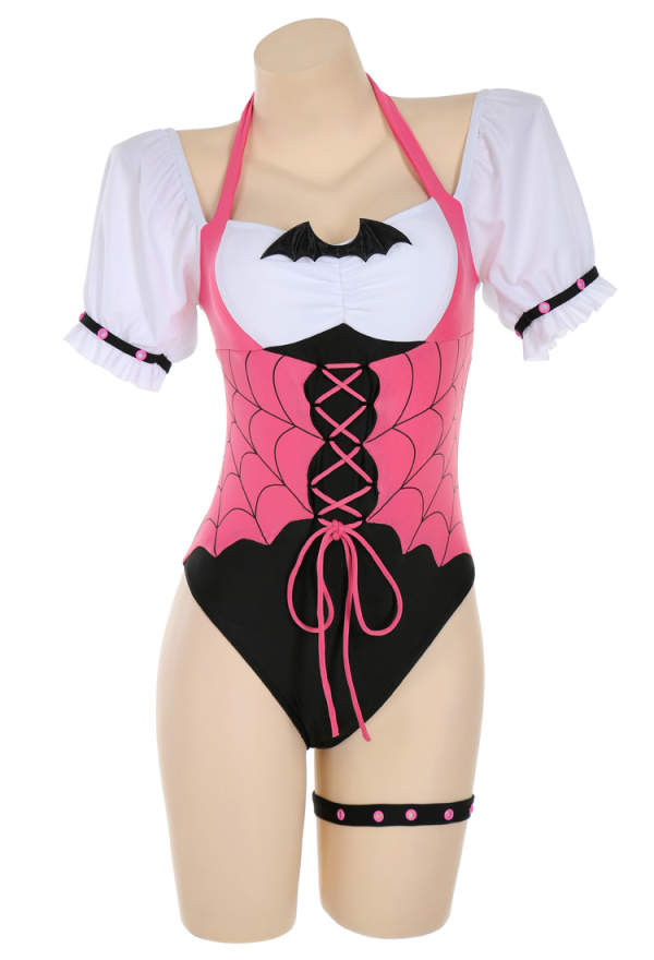 Draculaura Derivative Swimsuits for Women Bathing Suit Front Crossover Tummy Control One-piece Swimwear and Chest Ornament with Leg Ring Draculaura Derivative Swimsuits for Women Bathing Suit Front Crossover Tummy Control One-piece Swimwear and Chest Ornament with Leg Ring