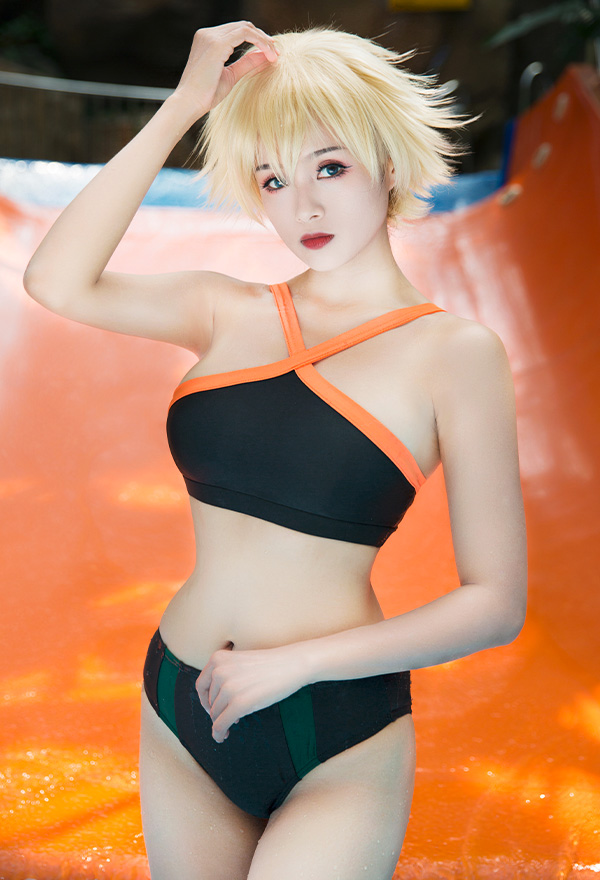 Halter Swimsuit for Bathing Sexy Bikini Set Color Contrast Top and Low Waist Shorts Two Piece Bathing Suit Swimwear