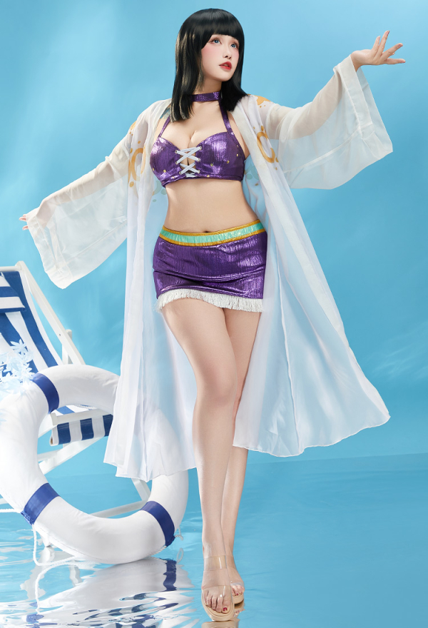 OP Nico Robin Two-Piece Swimsuit Halter Top Skirt Bathing Suit