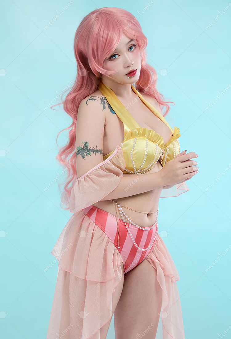 Mermaid Princess Derived Two-Piece Swimsuit - Bathing Suit with Sleeves ...