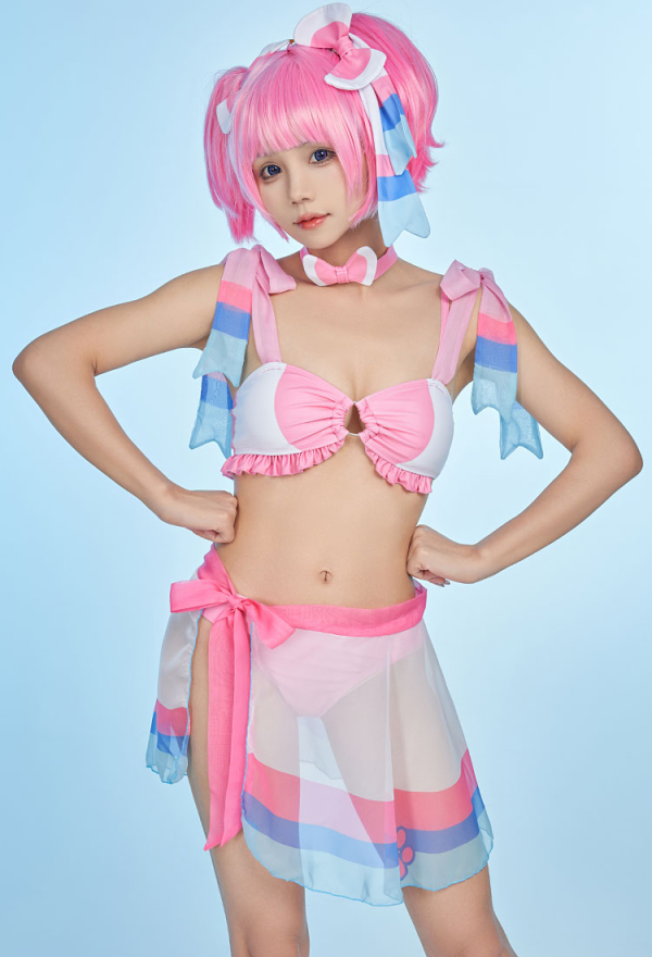 PM Dérivé Kawaii Maillot de Bain Deux Pièces Set de Bikini avec Jupe