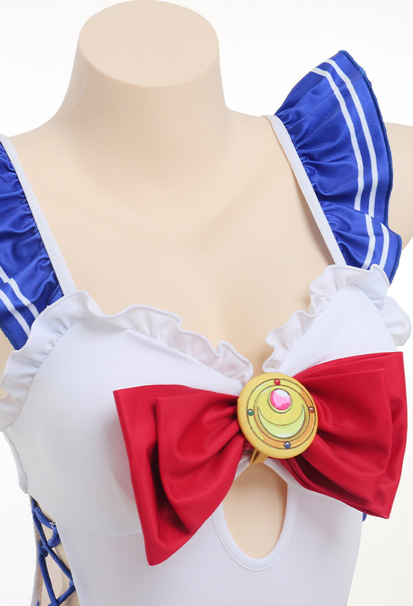 Sailor Moon Derivative Swimsuit - Ruffled One-Piece Lace-up
