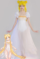 Princess Serenity Derivative One-Piece Swimsuit Cutout Lace-up Bathing Suit with Chiffon Wrap Skirt and Big Bowknot Swimwear