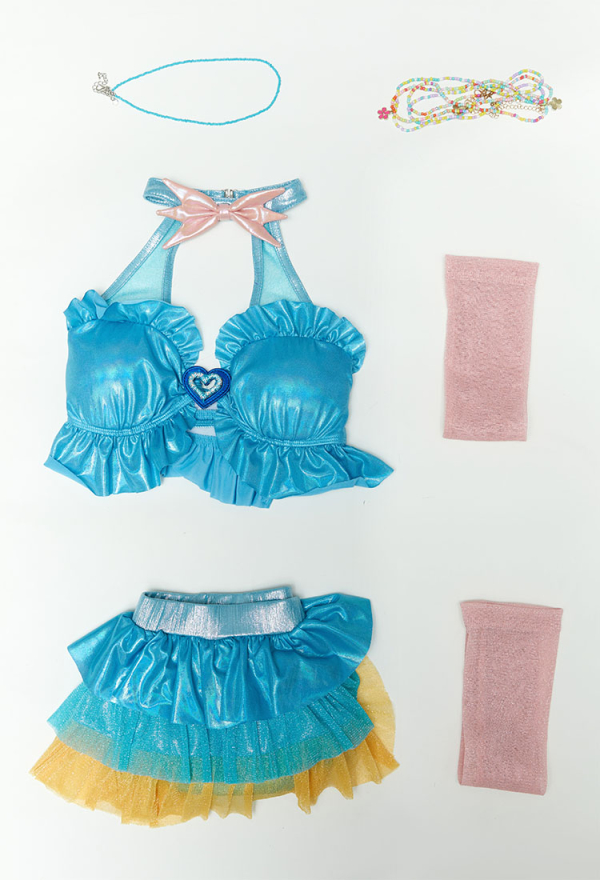 Winx Club Bloom Maillot de bain Cosplay deux pièces Top dos nu et jupe avec gants