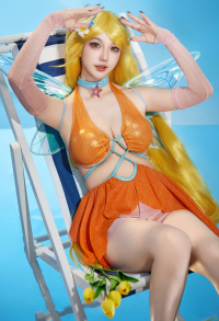 Stella Derivative One Piece Swimsuit Hollow Irregular Ruffles Bathing Suit with Gloves Necklace