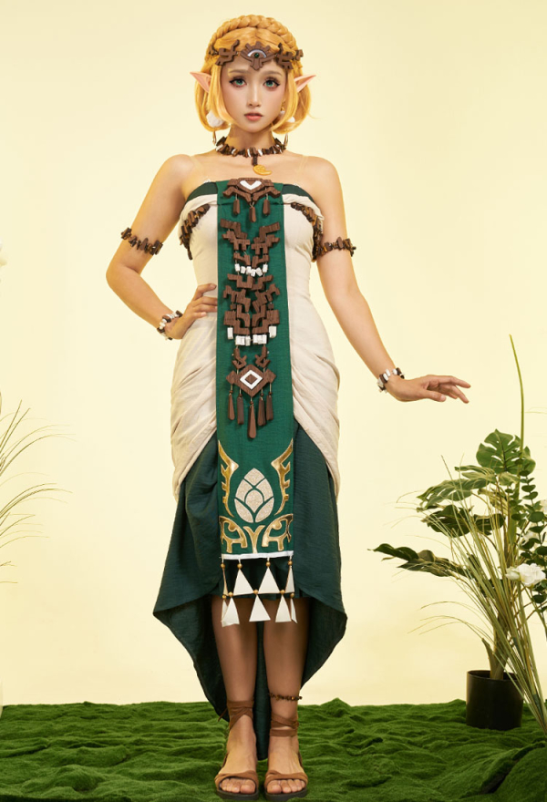 La Leyenda de Zelda: Tears Of The Kingdom Princesa Zelda Costume de Cosplay Vestido con Accesorios