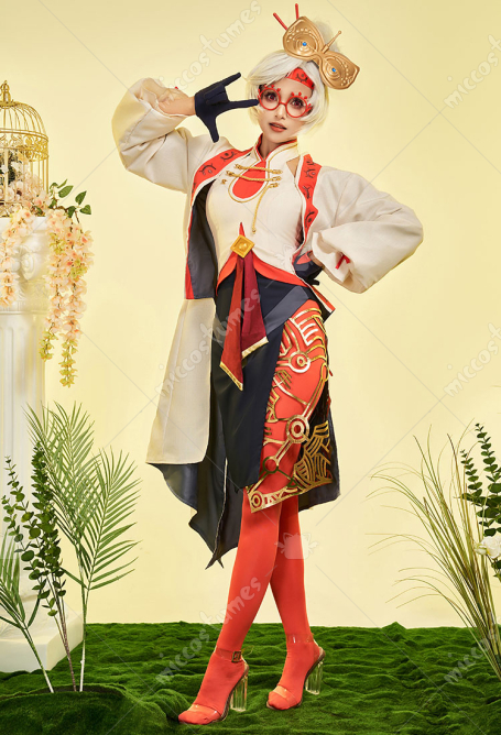 The Legend Of Zelda: Tears Of The Kingdom Purah Cosplay Costume Top and Skirt with Jacket Pantyhose