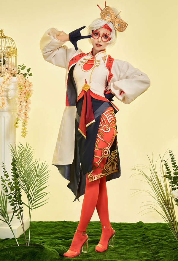 The Legend Of Zelda Tears Of The Kingdom Purah Cosplay Costume Top and Skirt with Jacket Pantyhose