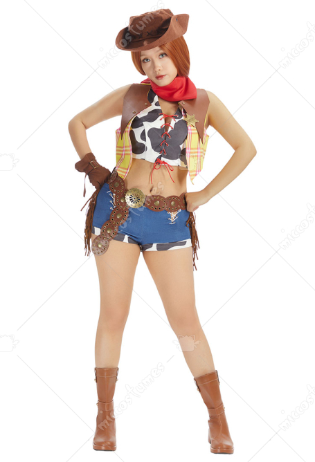 Toy Story Woody Cowgirl Cosplay Costume Tank Top and Vest with Shorts and Hat