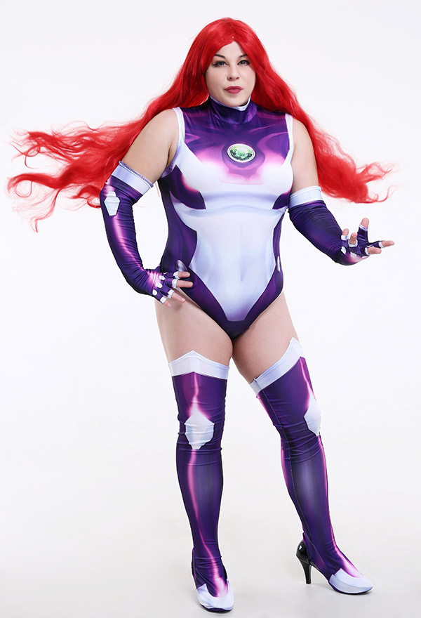 Costume de Cosplay Super Héroïne Combinaison Imprimé 3D Inspiré de Starfire Curvy Cosplay Grande Taille