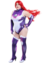 Plus Size 3D Printed Super Heroine Cosplay Bodysuit Curvy Cosplay Costume Inspired by Starfire