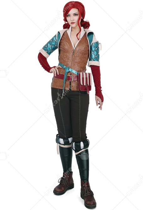 The Witcher 3 Wild Hunt Triss Merigold Cosplay Costume with belts set