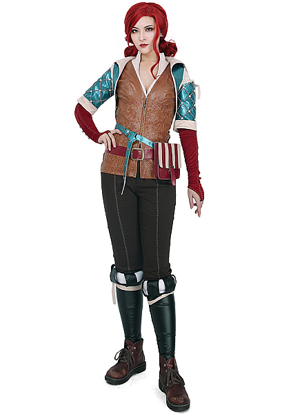 The Witcher 3 Wild Hunt Costume de Cosplay Triss Merigold avec Ensemble de Ceinture 