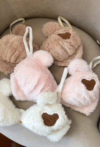 Sexy Lingerie Set with Bear Pattern Furry Bra and Thong for Fun