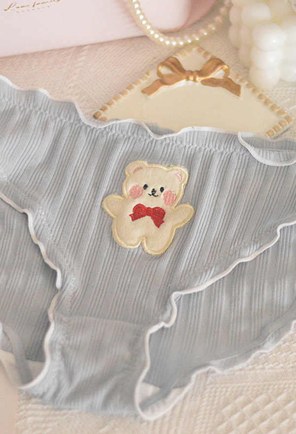 Teddy Bear Pattern Mid Waist Hipster Cute Panties for Women, Xs-xl