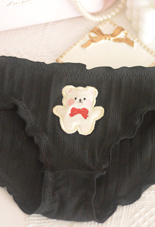 Kawaii Underwear - Ruffle Cookie Bear Pattern Comfort Stretch Hipster  Briefs