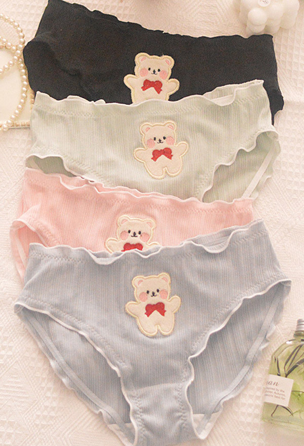 Teddy Bear Pattern Mid Rise Cute Sexy Retro Hipster Panties, Xs-xl