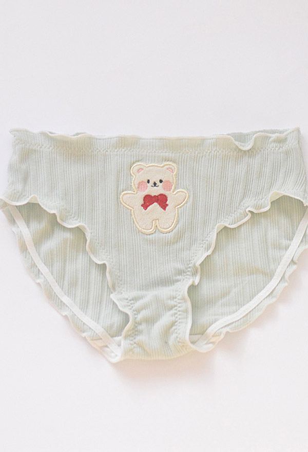 Kawaii Underwear - Ruffle Cookie Bear Pattern Comfort Stretch Hipster  Briefs