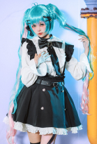 Vocal Cosplay Costume Shirt and Skirt with Belt and Thigh Socks Vocal Cosplay Costume Shirt and Skirt with Belt and Thigh Socks