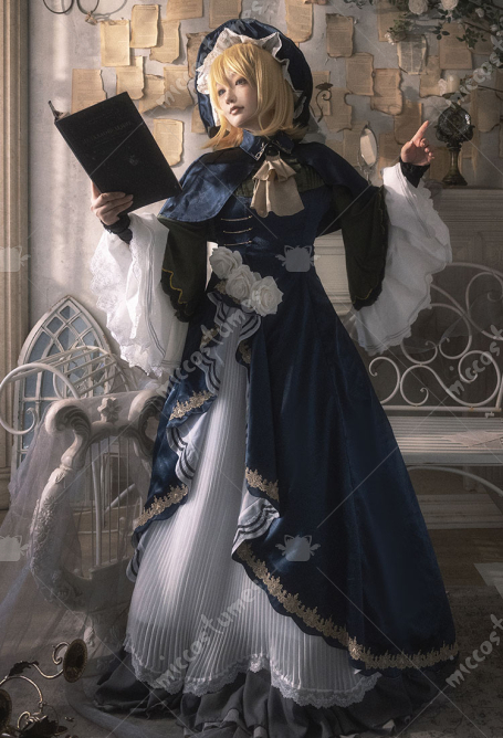 Vocal Rin Cosplay Costume Vintage Lolita Dress with Cloak Hat and Bracelet
