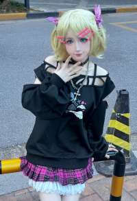 Vocal Rin Cosplay Costume Sweatshirt Pleated Skirt with Leg Warmers
