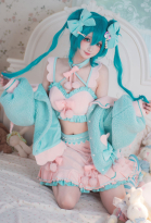 Vocal Cosplay Costume Top and Skirt with Jacket Hair Bow Vocal Cosplay Costume Top and Skirt with Jacket Hair Bow