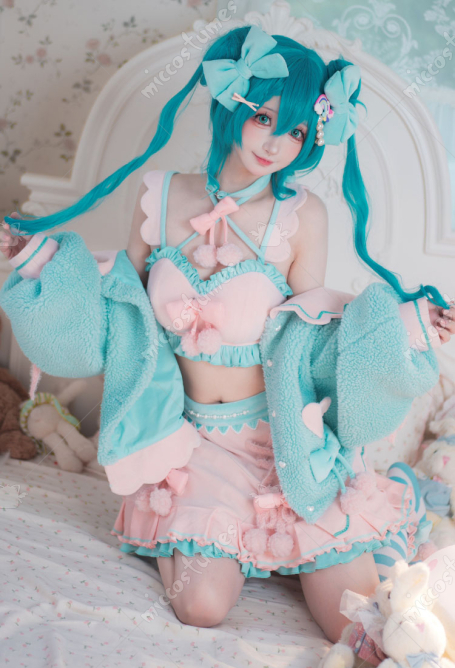 Vocal Cosplay Costume Top and Skirt with Jacket Hair Bow