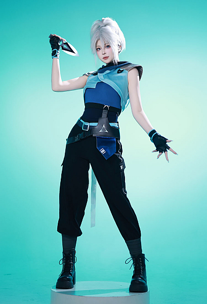 VALO Jett Cosplay Costume Hooded Sportswear Outfits with Belts