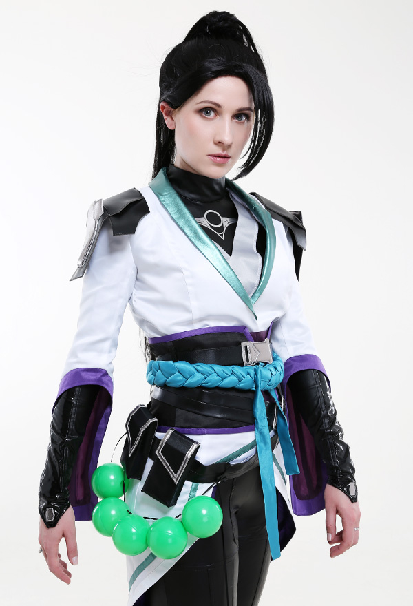 Valorant Sage Heat-Painted Chinese Cross Collar Conjunto de Cosplay con Leotardo y Accesorios de Cintura