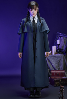 Wednesday Addams Halloween Cosplay Costume Shirt and Vest with Coat and Skirt