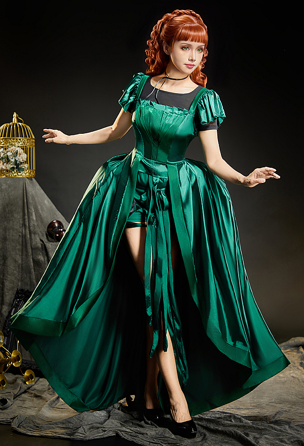 green gothic dress Black Long Prom D1032 Do not hand wash Linen Vintage Dress | Green