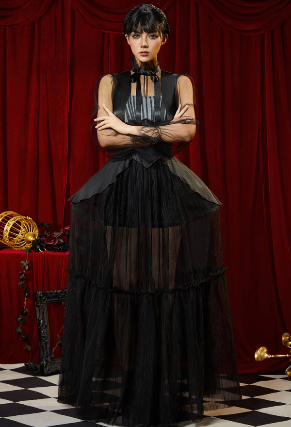 strapless open back dress Halloween Scary Costumes Prom Dress For Women Bloody Print Flared Puff