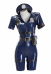 Female Police Officer Cosplay Costume Navy Blue Bodysuit with Hat and Belt