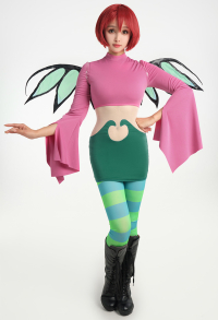 Witch Will Vandom Cosplay Costume Wide Sleeve Dress with Pants and Wings