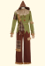 The Wizard Scarecrow Cosplay Costume Halloween Cosplay Costume Patchwork Top and Pants with Hat and Scarf
