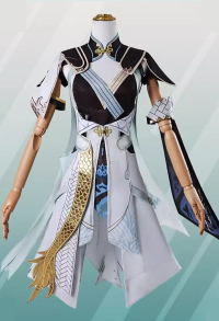 Wuthering Waves Jinhsi Cosplay Costume Dress with Arm Ornament and Hair Accessories