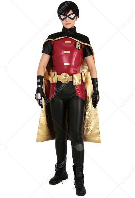 Superhero Robin Cosplay Costume Bodysuit with Cape