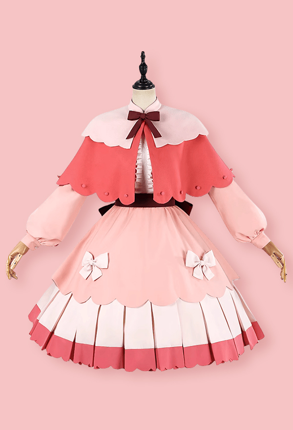 Amano Ichigo Costume Pink Lolita Dress with Shawl and Headpiece