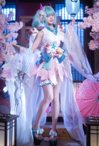 Onmyoji Cosplay Costume Vocal Dress and Waistband with Bracelet and Hair Accessory